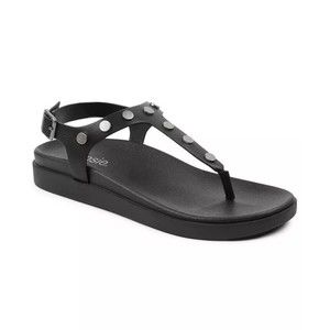 Kensie Women's Fleta Black Silver Studded Thong Sandals - Size 10